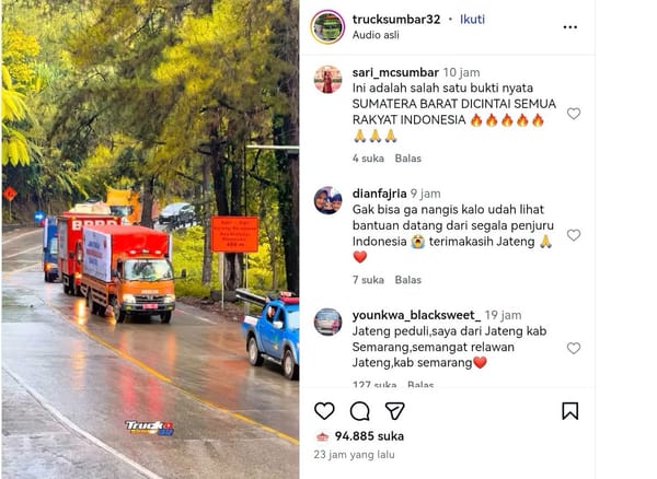 Komentar Netizen Saat Rombongan Truk Bansos Jateng Melintasi Sitinjau Lauik