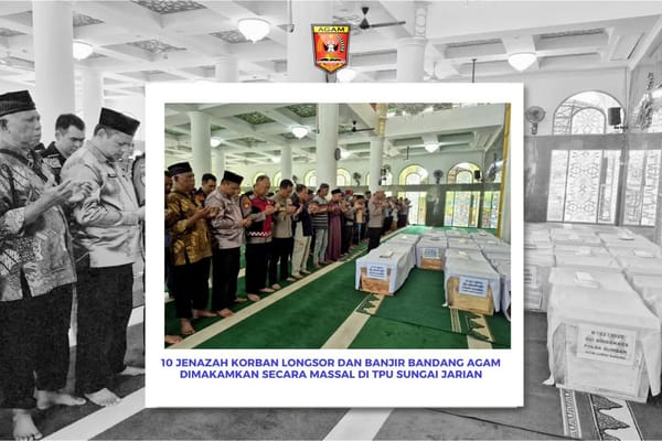 10 Jenazah Korban Longsor dan Banjir Bandang Agam Dimakamkan Secara Massal di TPU Sungai Jariang