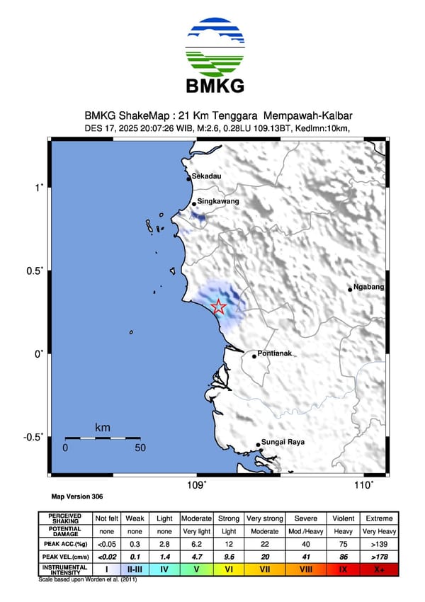 Gempa Tektonik Guncang Mempawah, BMKG Pontianak Peringatkan Gelombang Tinggi