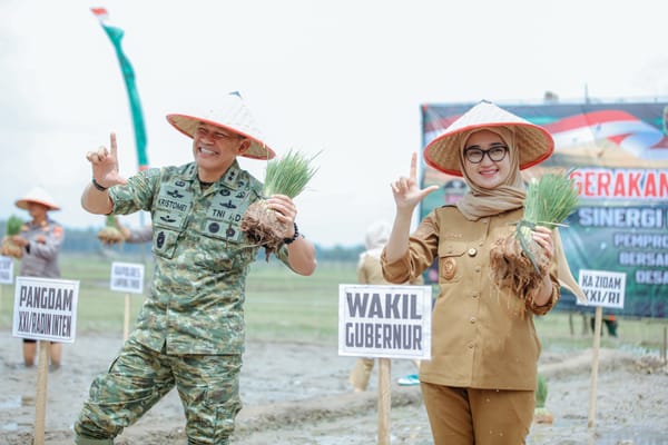 Pemprov Lampung  Ambil Bagian Dalam Gerakan Tanam Padi Serentak Nasional