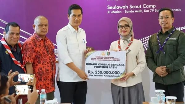 Kwarda Gerakan Pramuka Lampung Serahkan Donasi Kemanusiaan Untuk Korban Bencana di Aceh