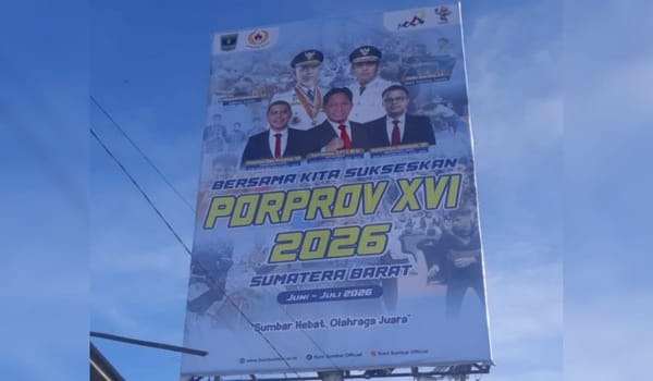Baliho Sosialisasi Porprov Sumbar 2026 Mulai Terpasang di Sejumlah Lokasi Strategis