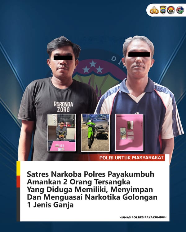 Sat Narkoba Polres Payakumbuh Tangkap Dua Orang Tersangka Pemilik Ganja Kering.