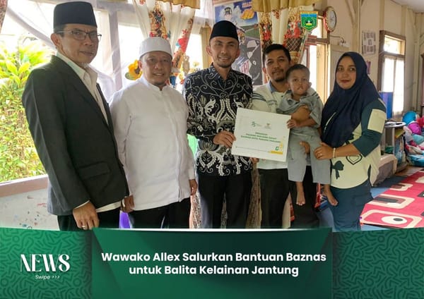 Wawako Padang Panjang Allex Salurkan Bantuan Baznas untuk Balita Kelainan Jantung