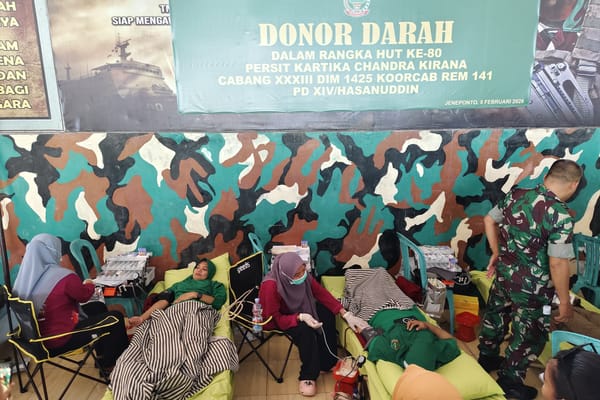 Persit KCK Cabang XXXIII Dim 1425 Jeneponto Gelar Bakti Sosial, 193 Kantong Darah Terkumpul di HUT ke-80