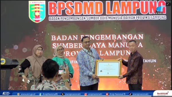 BPSDM Lampung Terima Sertifikasi Akreditasi Kearsipan Dari ANRI