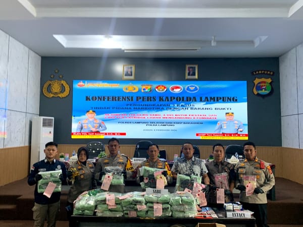 Polda Lampung Ungkap Peredaran Narkoba Jaringan Antar Provinsi, Sita Sabu 118,6 Kg dan Ribuan Butir Ekstasi