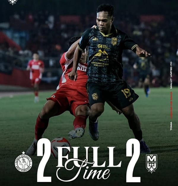 Malut United Imbang 2 - 2 Dengan Semen Padang Super League BRI di Stadion Agus Salim Padang