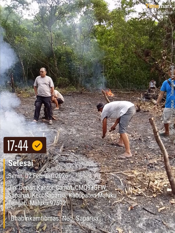 Polsek Saparua Maluku Tengah, Garap Lahan Ketahanan Pangan Dukung Program Pemerintah