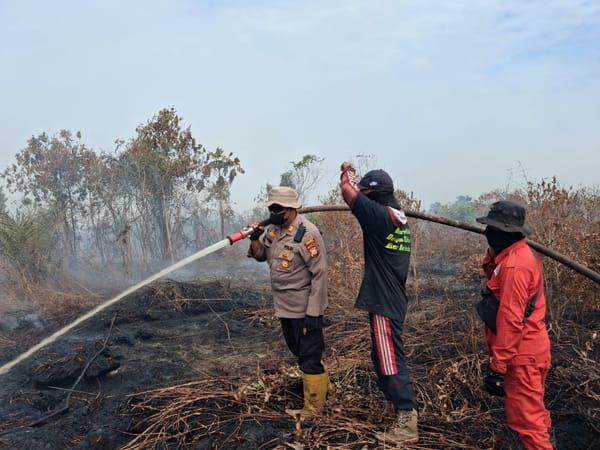 TNI-Polri dan Gabungan Berjibaku Padamkan 10 Hektare Lahan Gambut di Rupat Bengkalis