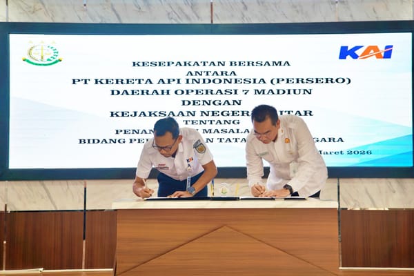 KAI Daop 7 Madiun dan Kejaksaan Nageri Blitar Tandatangani MoU Penanganan Masalah Hukum Perdata dan TUN