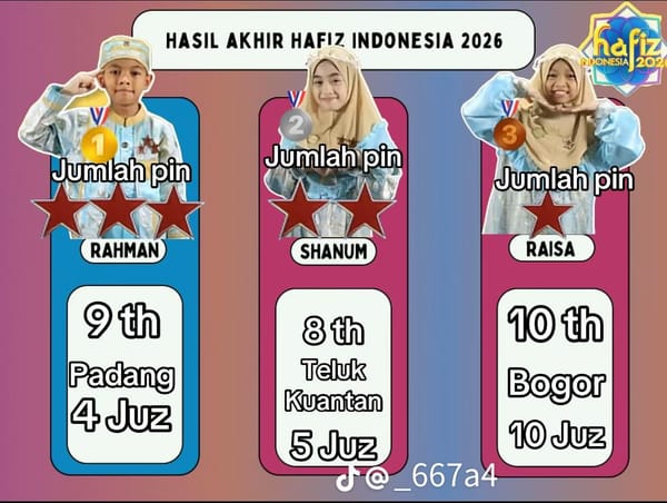 Satu Lagi Anak Jati Kuansing Harumkan Nama Daerah di Ajang Hafiz Nasional