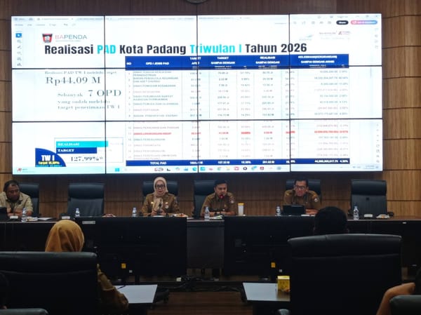 Realisasi PAD Kota Padang Triwulan I 2026 Lampaui Target, OPD Diingatkan Tidak Lengah