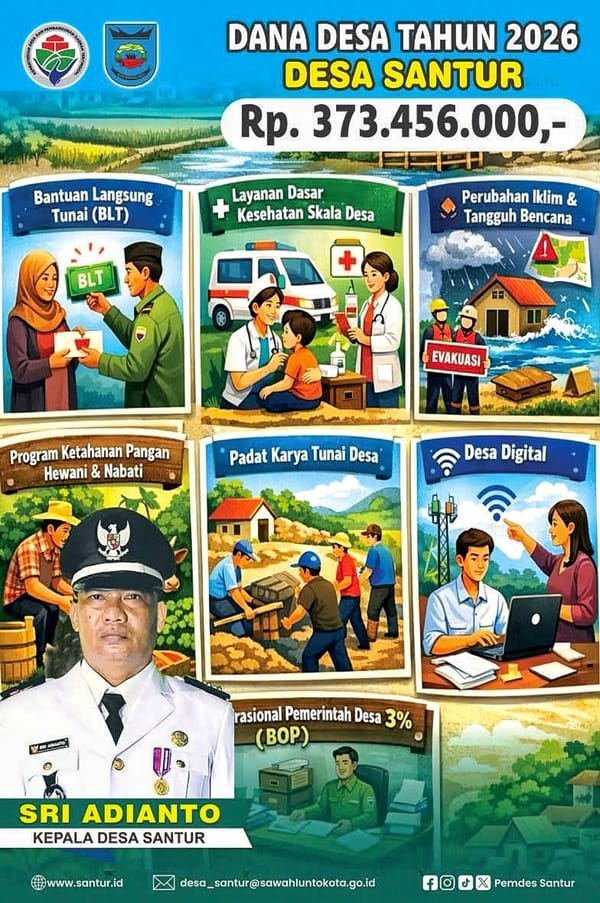 Transparansi APBDes 2026, Desa Santur Umumkan Anggaran Rp373 Juta untuk BLT hingga Desa Digital