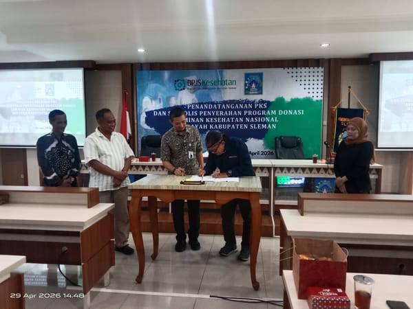 Bupati Sleman Hadiri Penandatanganan Kerja Sama BPJS Kesehatan dan Mitra JKN