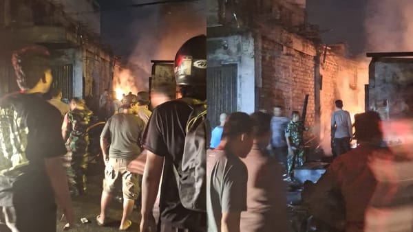 Babinsa Ternate Tengah Bantu Padamkan Kebakaran Kios di Kelurahan Stadion