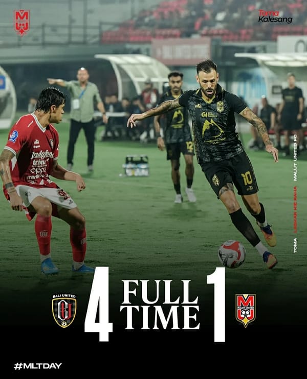 Malut United Gagal Raih Poin Setelah Dihantam Bali United 4 - 1