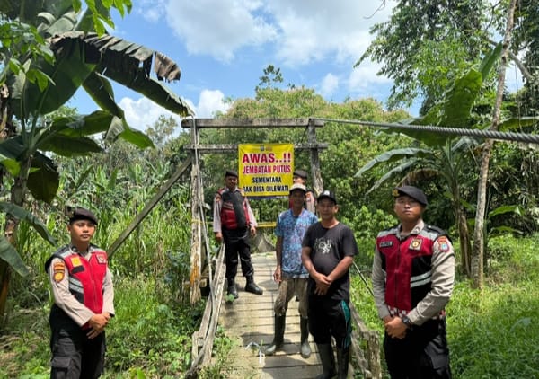 Jembatan Gantung di Desa Pasar Batu Putus, Polisi Lakukan Pengamanan dan Koordinasi