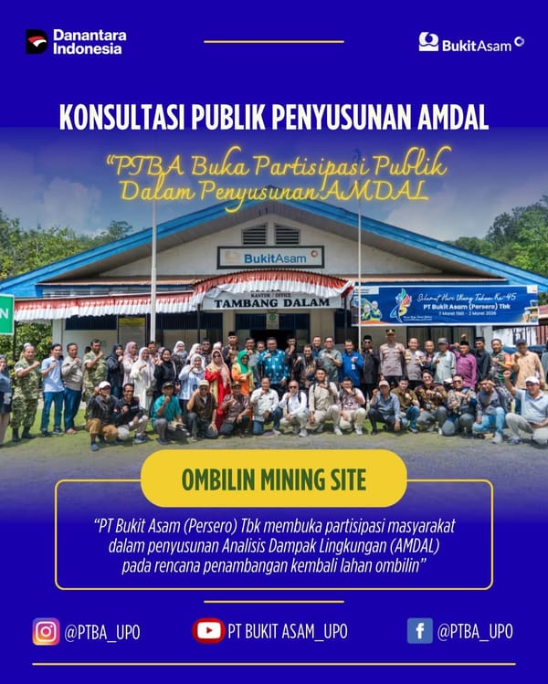 PT Bukit Asam Buka Partisipasi Publik AMDAL, Tandai Tahap Awal Reaktivasi Tambang Batubara di Sawahlunto
