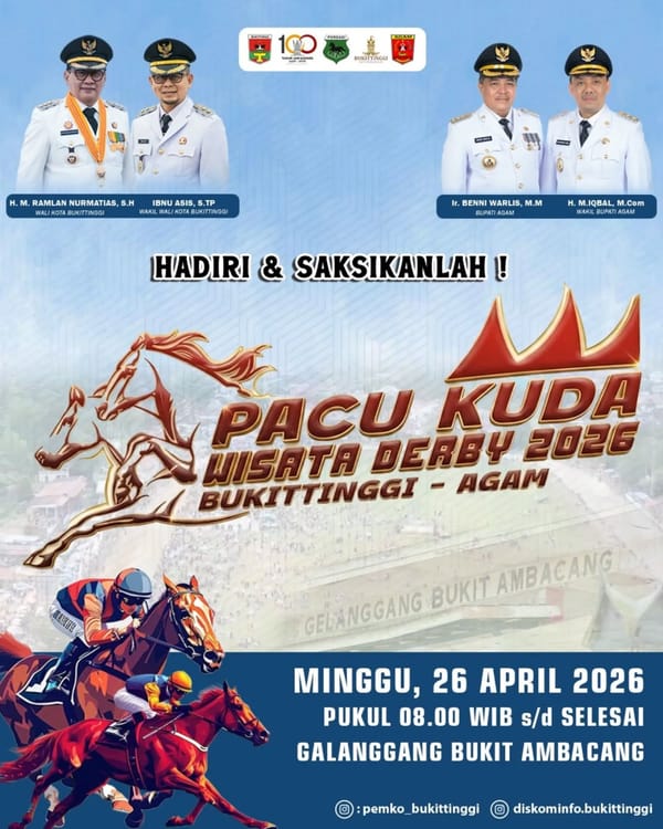 Pacu Kuda Bukik Ambacang Wisata Derby 2026 Bukittinggi-Agam Tanpa Tiket, Pemkot Dorong Lahirnya Kuda Juara