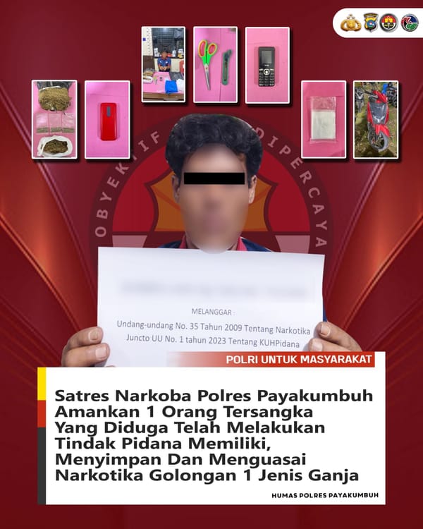 Gagalkan Peredaran Narkoba, Polres Payakumbuh Amankan Pengedar Ganja