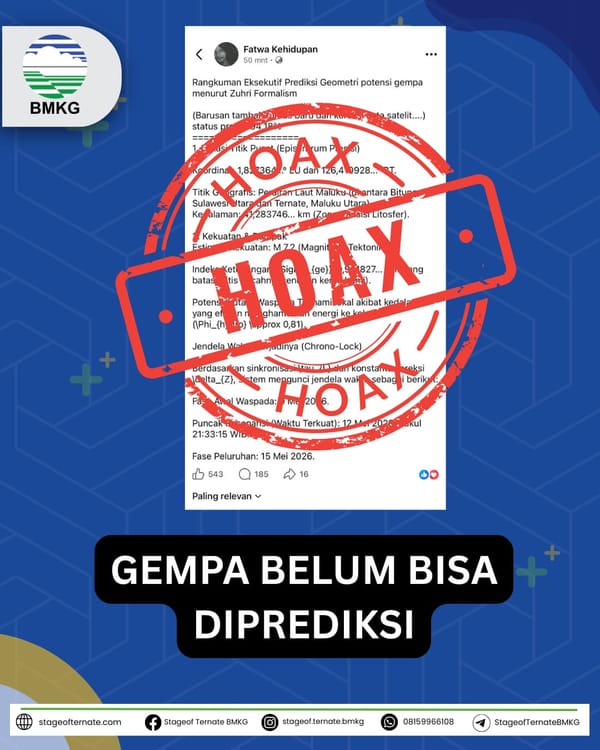 BMKG Stasiun Geofisika Ternate Bantah Informasi Gempa Kekuatan Besar di Maluku Utara