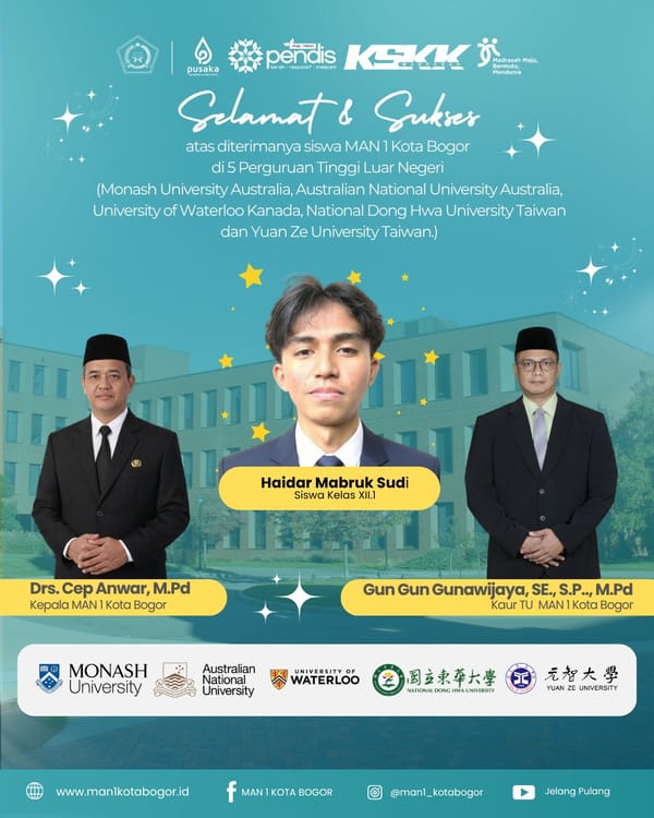 Haidar Mabruk Sudi Tembus 5 Universitas Dunia, Harumkan Nama MAN 1 Kota Bogor