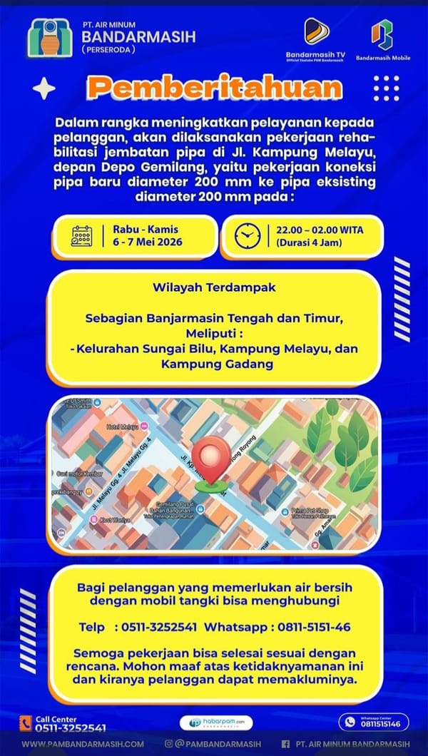 Tingkatkan Layanan, PAM Bandarmasih Lakukan Rehab Jembatan Pipa di Kampung Melayu