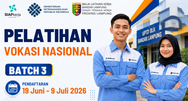 Kemnaker Gelar Pelatihan Vokasi Nasional Batch 3: Gratis !!