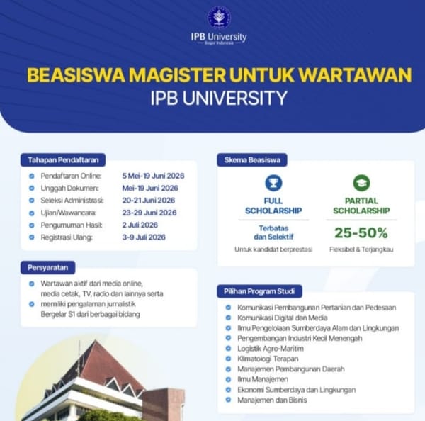 IPB University Buka Beasiswa Magister untuk Wartawan