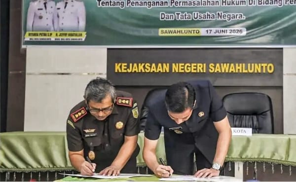Pemko Sawahlunto dan Kejari Perkuat Sinergi Hukum, Tandatangani Kerja Sama Penanganan Perdata dan Tata Usaha Negara