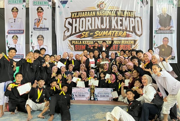 Sabet 14 Medali Emas, Kota Padang Juara Umum Kejurnaswil Shorinji Kempo se-Sumatera 2026