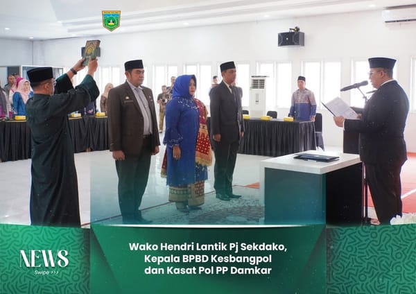 Wako Hendri Arnis Lantik Pj Sekdako, Kepala BPBD Kesbangpol dan Kasat Pol PP Damkar Padang Panjang