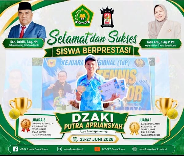 Tiga Kejurnas dalam Sebulan, Siswa MTsN 2 Sawahlunto Dzaki Putra Apriansyah Terus Naik Podium