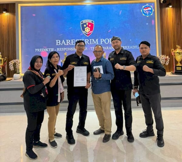 Ketua  GIBAS DKI Jakarta bersama FPK Jakut Perwakilan Jabar Melaporkan AJ  ke Bareskrim Polri