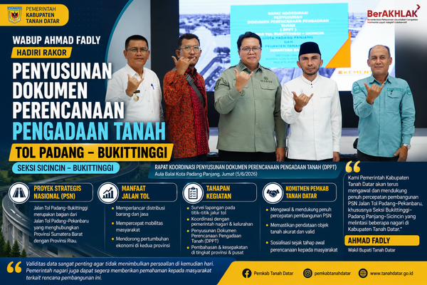 Wabup Tanah Datar Hadiri Rakor Tol Padang–Bukittinggi, Percepatan PSN Masuki Tahap Penyusunan Pengadaan Tanah