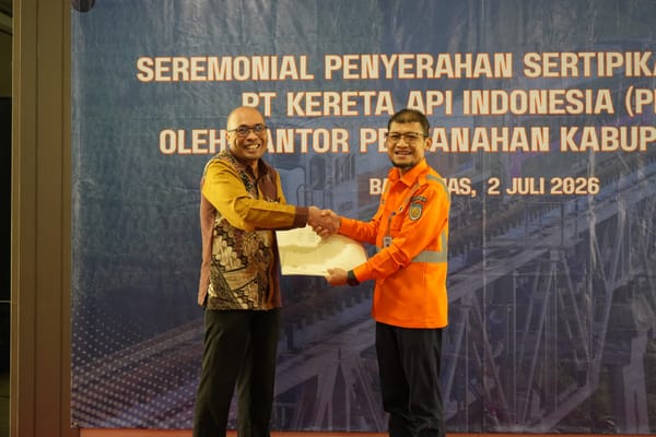 KAI Daop 5 Purwokerto Terima 10 Sertifikat Elektronik, Perkuat Pengamanan Aset Negara