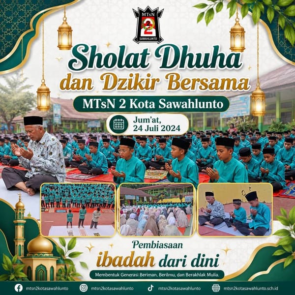 Suasana Haru di MTsN 2 Sawahlunto, Ratusan Murid Khusyuk Sholat Dhuha dan Berdzikir Bersama, Karakter Religius Dibangun Sejak Dini