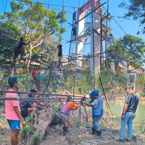 Pembangunan Jembatan gantung Saballang Masuki Tahap Pemasangan Tali Sling
