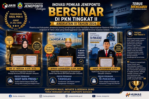 Wakil Pemkab Jeneponto, Bersinar di PKN Tingkat II, Dr.St.Meriam Raih Predikat Peserta Terbaik