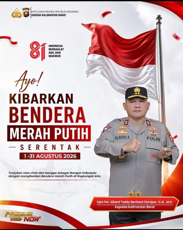 Kapolda Kalbar Ajak Warga Kibarkan Merah Putih Serentak Selama Agustus