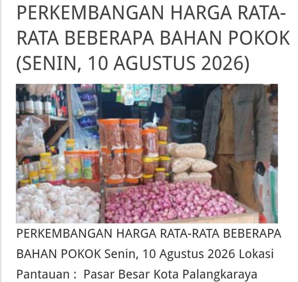 Harga Bahan Pokok Palangka Raya Dipantau, Pasar Jadi Cermin Daya Beli Warga