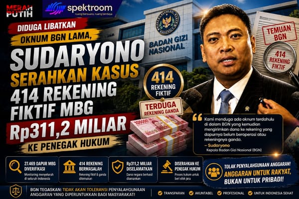 Diduga Libatkan Oknum BGN Lama, Sudaryono Serahkan Kasus 414 Rekening Fiktif MBG Rp311,2 Miliar ke Penegak Hukum