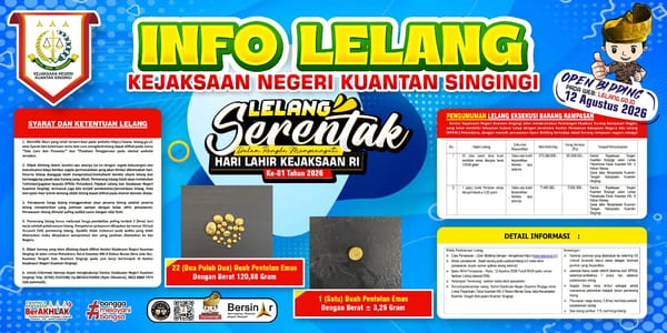 Kejari Kuansing Gelar Lelang Serentak Barang Rampasan Negara Tawarkan Emas Senilai Rp286 Juta Lebih
