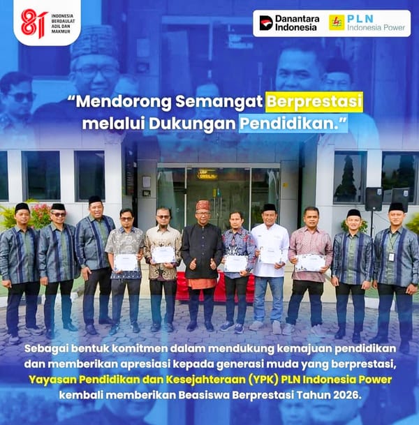 YPK PLN Indonesia Power Salurkan Beasiswa bagi 11 Pelajar Anak Karyawan PLTU Ombilin