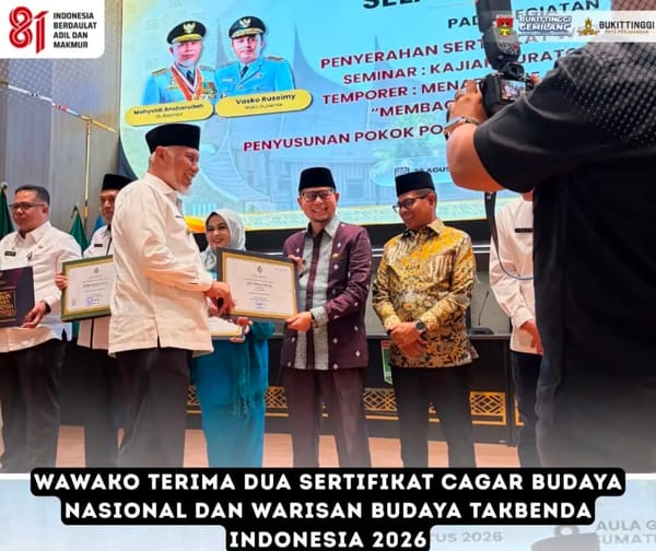 Wawako Terima Dua Sertifikat Cagar Budaya Nasional dan Warisan Budaya Takbenda Indonesia 2026