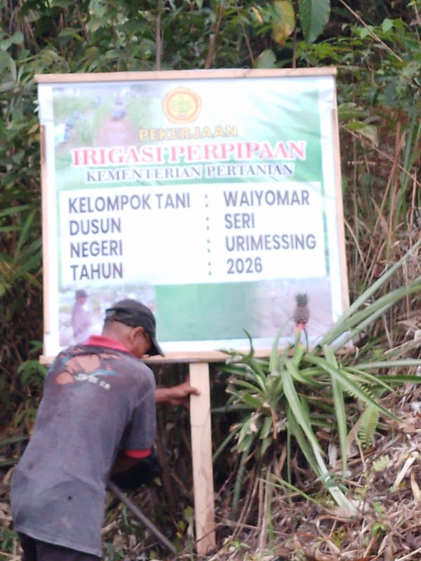 Poktan Waiyomar Desa Urimesing Ambon Menerima Bantuan Proyek Irigasi Perpipaan Untuk budidaya Padi  gogo