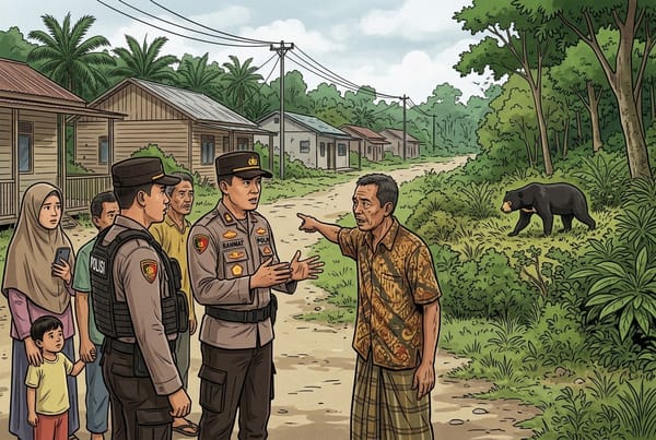 Beruang Berkeliaran di Pelalawan, Polsek Kerumutan Minta Warga Waspada