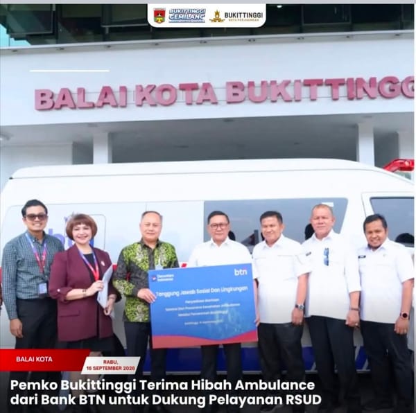 Pemko Bukittinggi Terima Hibah Ambulance dari Bank BTN