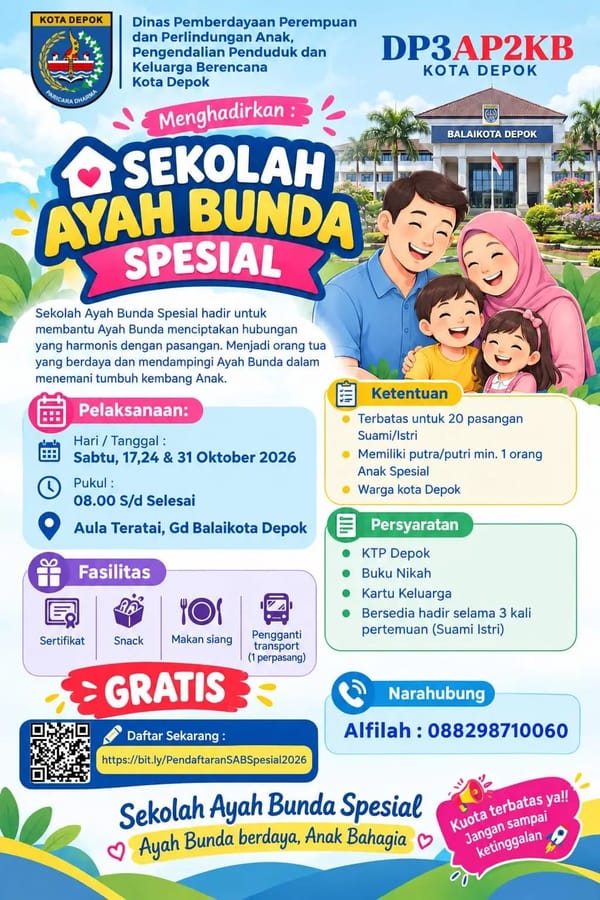 Dinas DP3AP2KB Depok Buka Program Sekolah Ayah Bunda